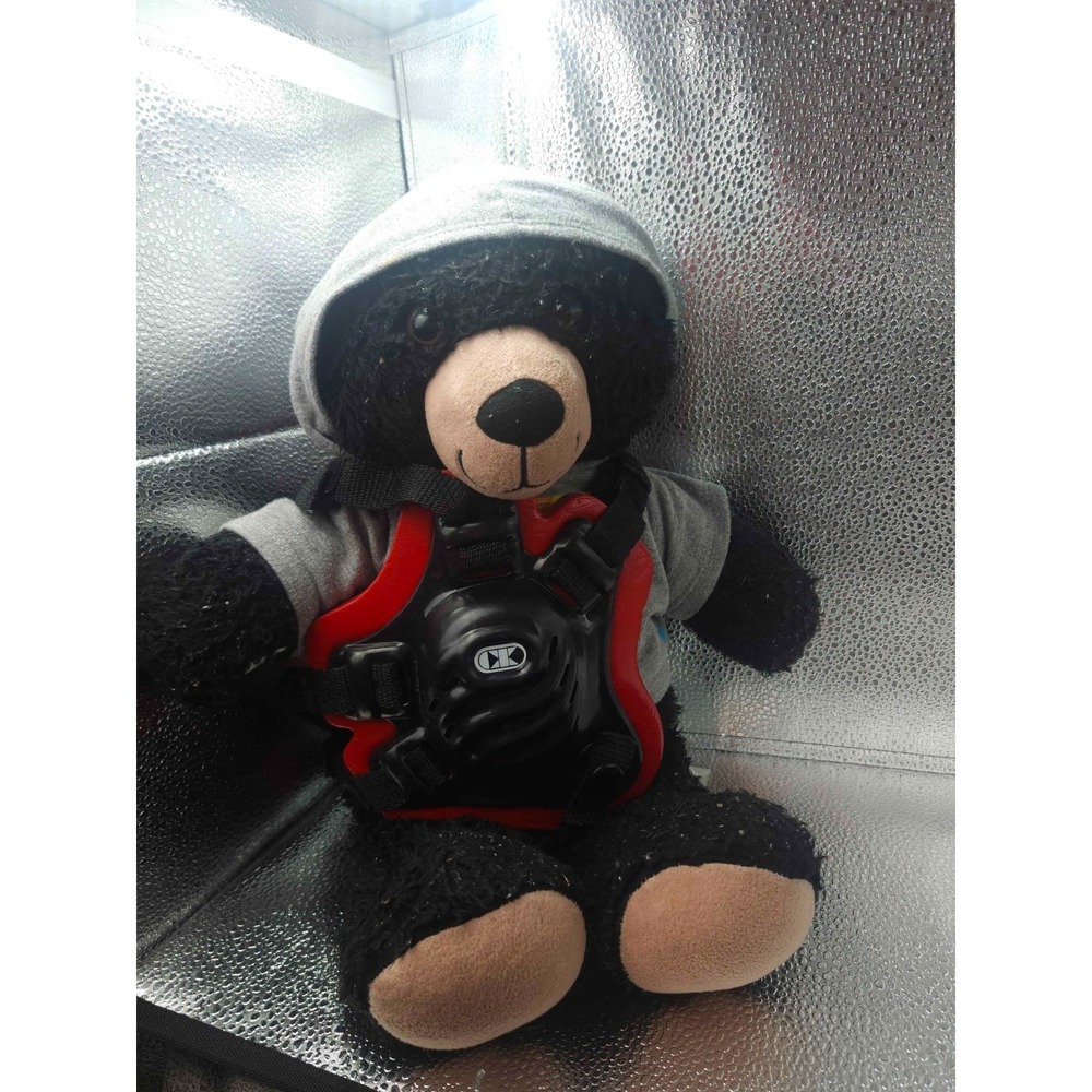 Kawasaki Jet Ski Teddy Bear Plush Black Hooded Sweatshirt Life Vest Vintage Toy
